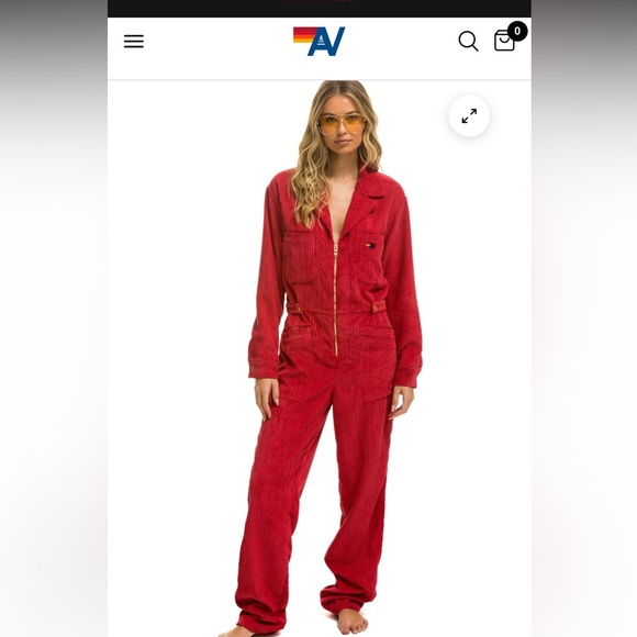 Aviator nation UNISEX CORDUROY FLIGHT SUIT - CHERRY